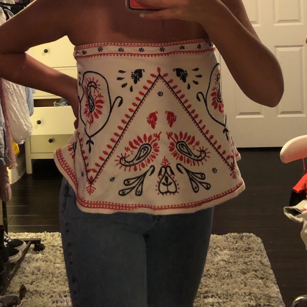 Free people embroidered tube top